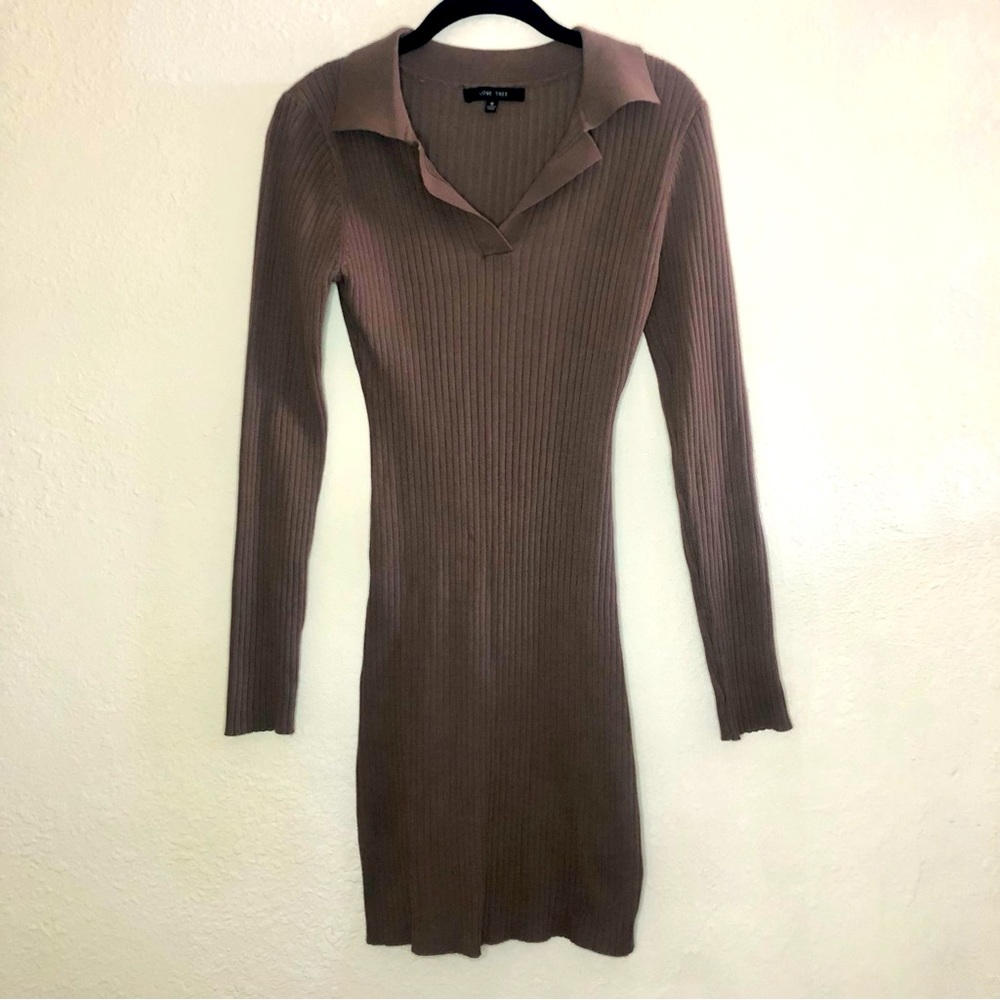 Women's ribbed long sleeve mini dress